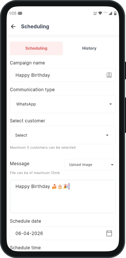 Scheduled SMS & WhatsApp